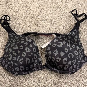 PINK by Victoria Secrets Women's Black Leopard Print Push Up Bra